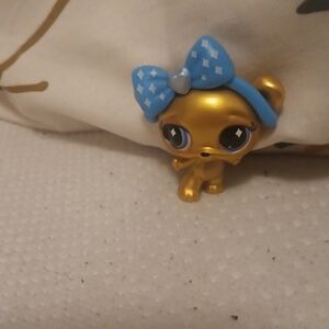 Gold Figurine with Blue Bow Rare Lps